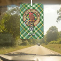 Clan Currie Rooster Crest over Tartan