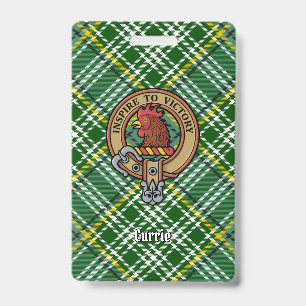 Clan Currie Rooster Crest over Tartan Badge