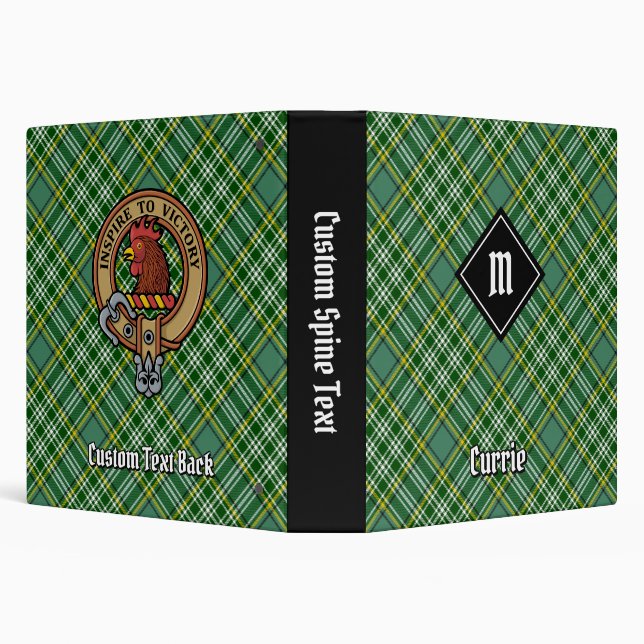 Clan Currie Rooster Crest over Tartan Binder (Background)