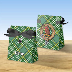Clan Currie Rooster Crest over Tartan Favor Box