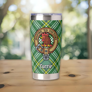 Clan Currie Rooster Crest over Tartan Insulated Tumbler