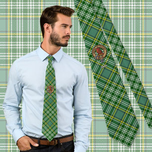 Clan Currie Rooster Crest over Tartan Tie