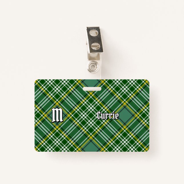 Clan Currie Tartan Badge (Front with Clip)