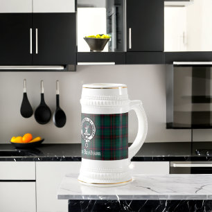 Clan Davidson Crest Badge and Tartan Beer Stein