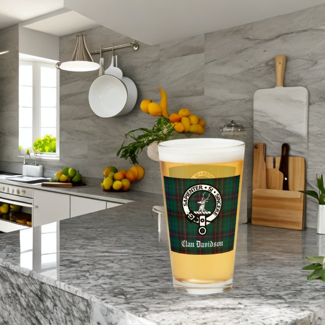 Clan Davidson Crest Badge and Tartan Customizable  Glass (Creator Uploaded)