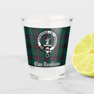 Clan Davidson Crest Badge and Tartan Customizable  Shot Glass