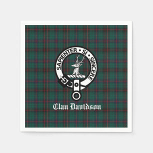 Clan Davidson Crest Badge and Tartan  Napkin