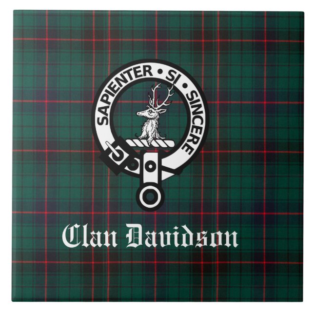 Clan Davidson Crest Badge and Tartan Tile (Front)