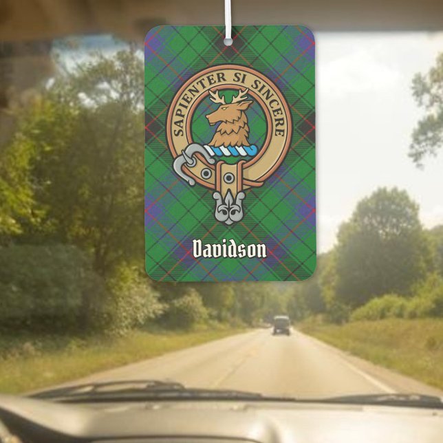 Clan Davidson Crest over Tartan Air Freshener (Creator Uploaded)