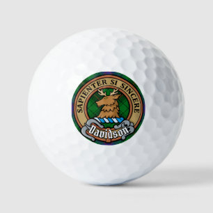 Clan Davidson Crest over Tartan Golf Balls