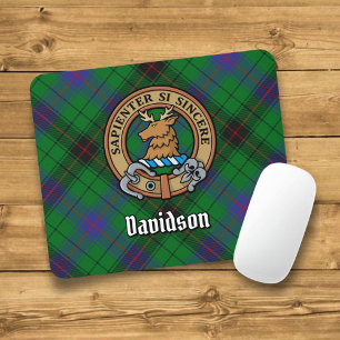 Clan Davidson Crest over Tartan Mouse Pad