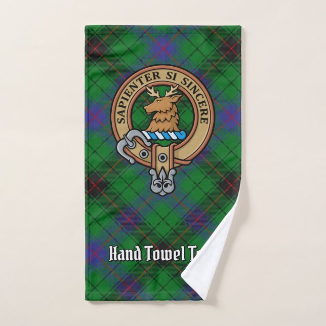 Clan Davidson Crest sur Tartan (Serviette à main)
