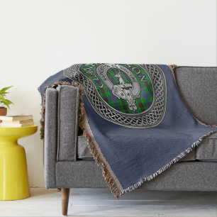 Clan Davidson Crest & Tartan Knot Throw Blanket