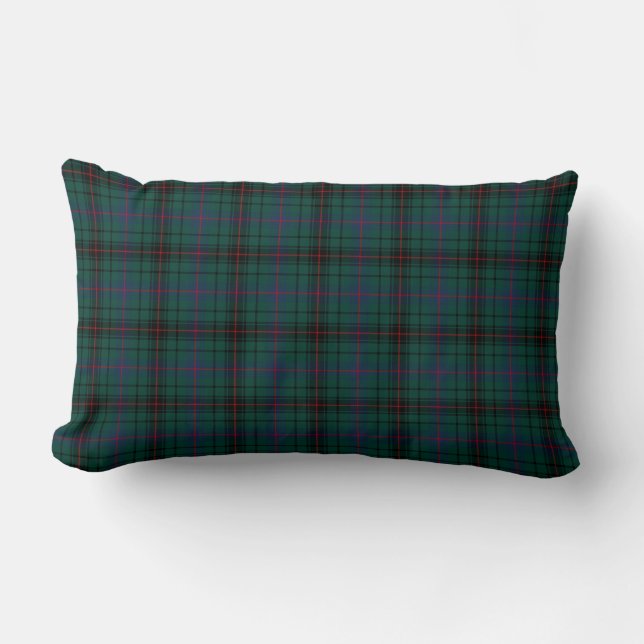 Clan Davidson Forest Green Scottish Tartan Lumbar Pillow (Front)
