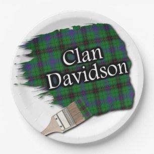Clan Davidson Scottish Tartan Paint Brush Paper Plate