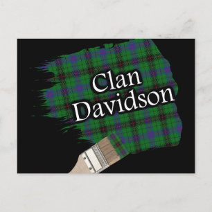 Clan Davidson Scottish Tartan Paint Brush Postcard