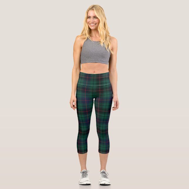 Clan Davidson Tartan Plaid Capri Leggings (Front)