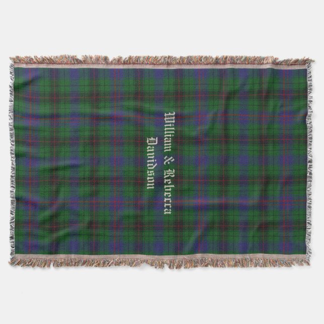 Clan Davidson Tartan Plaid Custom Throw Blanket (Front)