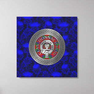 Clan Donnachaidh Crest & Tartan Knot on Thistle Canvas Print