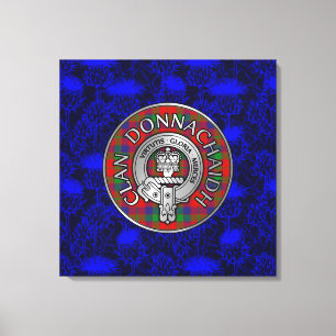 Clan Donnachaidh Crest & Tartan on Thistle Canvas Print