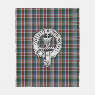 Clan Donnachaidh (Robertson) Crest & Dress Tartan Fleece Blanket