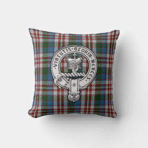 Clan Donnachaidh (Robertson) Crest & Dress Tartan Throw Pillow