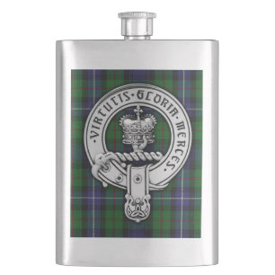 Clan Donnachaidh (Robertson) Crest /Hunting Tartan Hip Flask