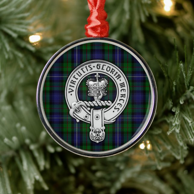 Clan Donnachaidh (Robertson) Crest /Hunting Tartan Metal Ornament (Tree)