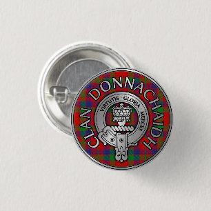 Clan Donnachaidh   Robertson Crest & Tartan 1 Inch Round Button