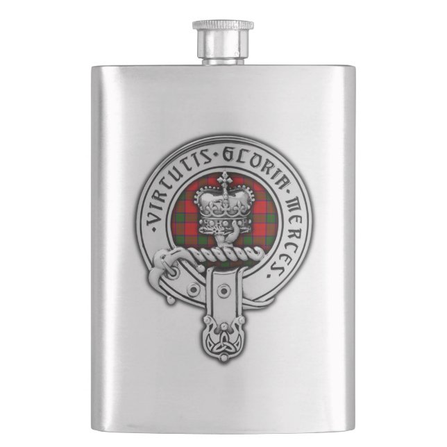 Clan Donnachaidh (Robertson) Crest & Tartan Hip Flask (Front)