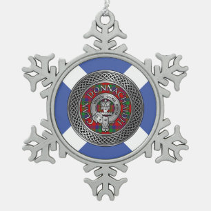 Clan Donnachaidh Robertson Crest & Tartan Knot Snowflake Pewter Christmas Ornament