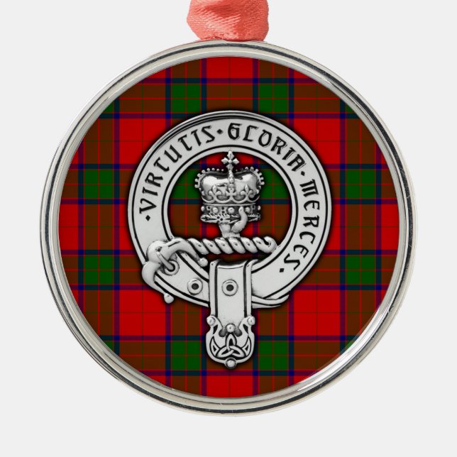 Clan Donnachaidh (Robertson) Crest & Tartan Metal Ornament (Front)