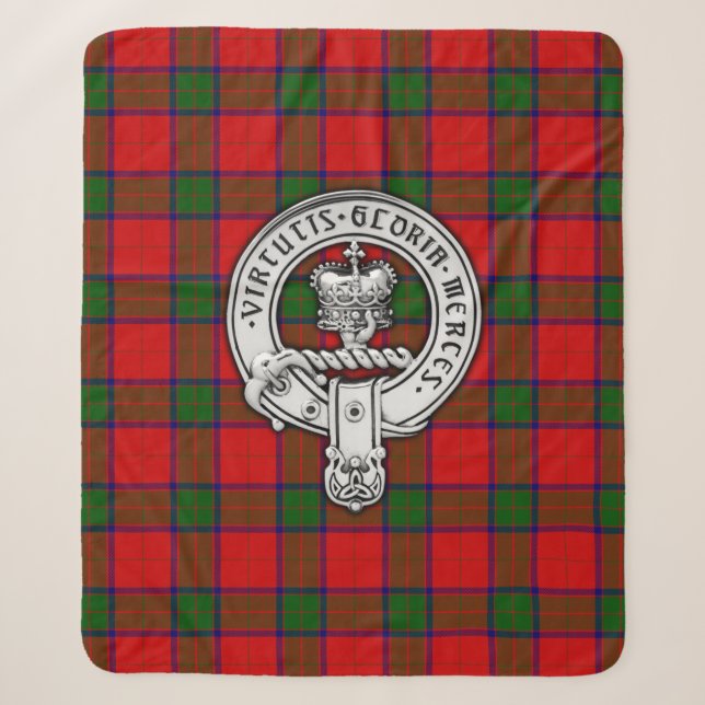 Clan Donnachaidh (Robertson) Crest & Tartan Sherpa Blanket (Front)