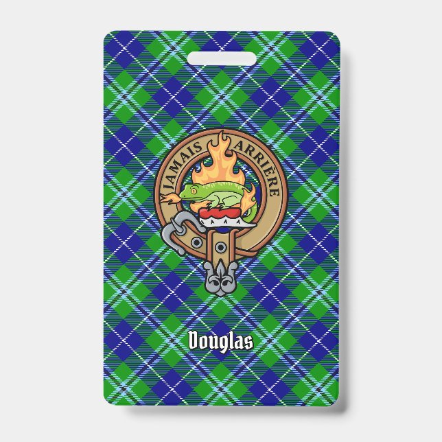 Clan Douglas Crest over Tartan Badge (Front)