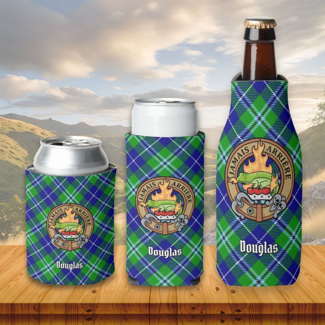 Clan Douglas Crest over Tartan Bottle Cooler (Creator Uploaded)