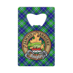 Clan Douglas Crest over Tartan Credit Card Bottle Opener