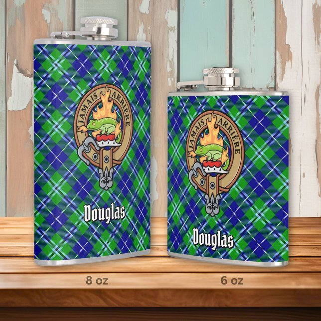 Clan Douglas Crest over Tartan Hip Flask (Creator Uploaded)
