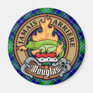 Clan Douglas Crest over Tartan Magnet