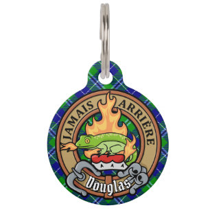 Clan Douglas Crest over Tartan Pet Tag