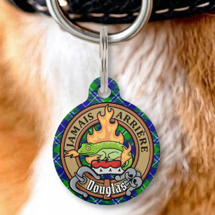 Clan Douglas Crest over Tartan Pet Tag