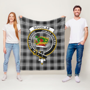 Clan Douglas Grey Tartan Plaid Fleece Blanket