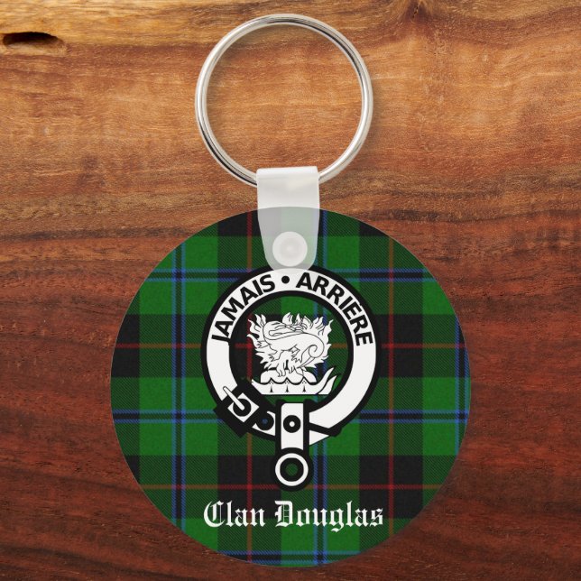 Clan Douglas Tartan Crest Keychain (Front)