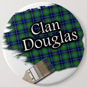 Clan Douglas Tartan Paint Brush 6 Inch Round Button