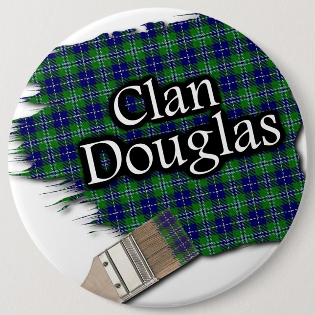 Clan Douglas Tartan Paint Brush 6 Inch Round Button (Front)