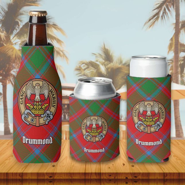 Clan Drummond Crest over Tartan Bottle Cooler (Creator Uploaded)