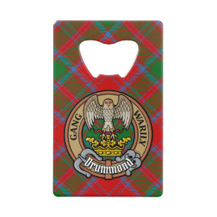 Clan Drummond Crest over Tartan Credit Card Bottle Opener