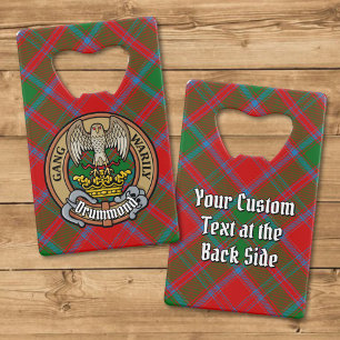 Clan Drummond Crest over Tartan Credit Card Bottle Opener