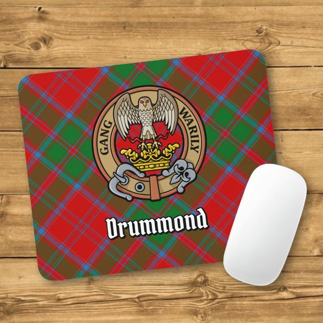 Clan Drummond Crest over Tartan Mouse Pad (Creator Uploaded)