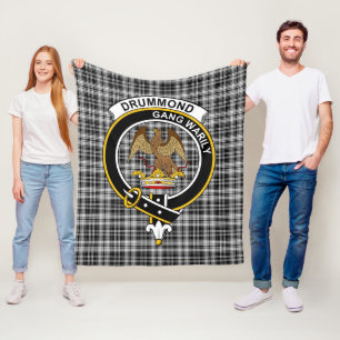Clan Drummond Grey Tartan Plaid Fleece Blanket