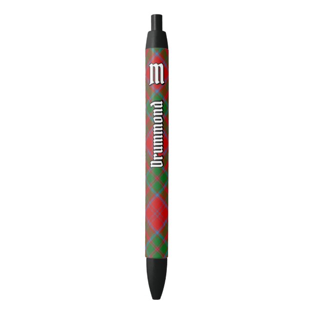 Clan Drummond Tartan Black Ink Pen (Front Vertical)